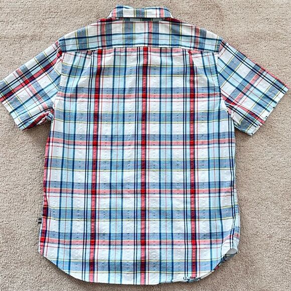 Nautica Mens Short Sleeve Button-down Plaid Shirt, Classic Fit, Size M - Picture 6 of 7